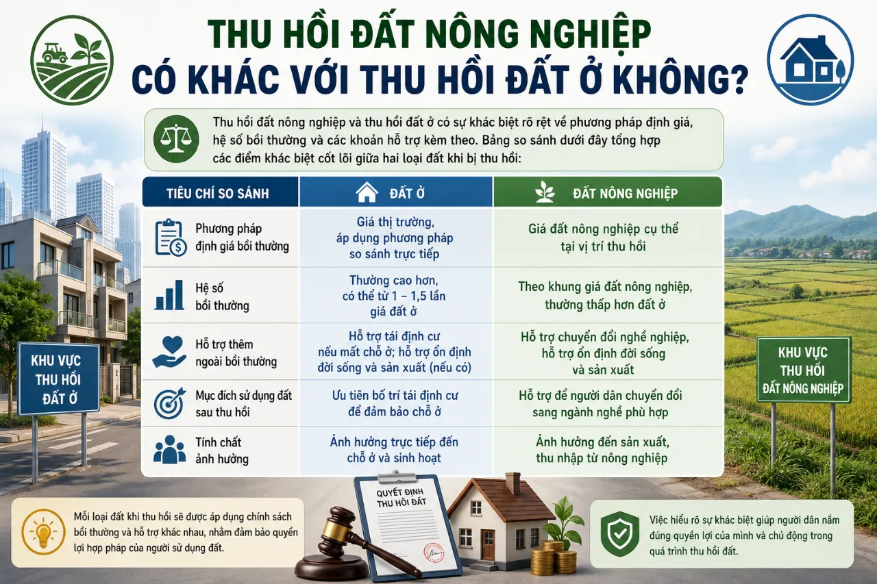 Thu Hồi Đất Nông Nghiệp Có Khác Với Thu Hồi Đất Ở Không?