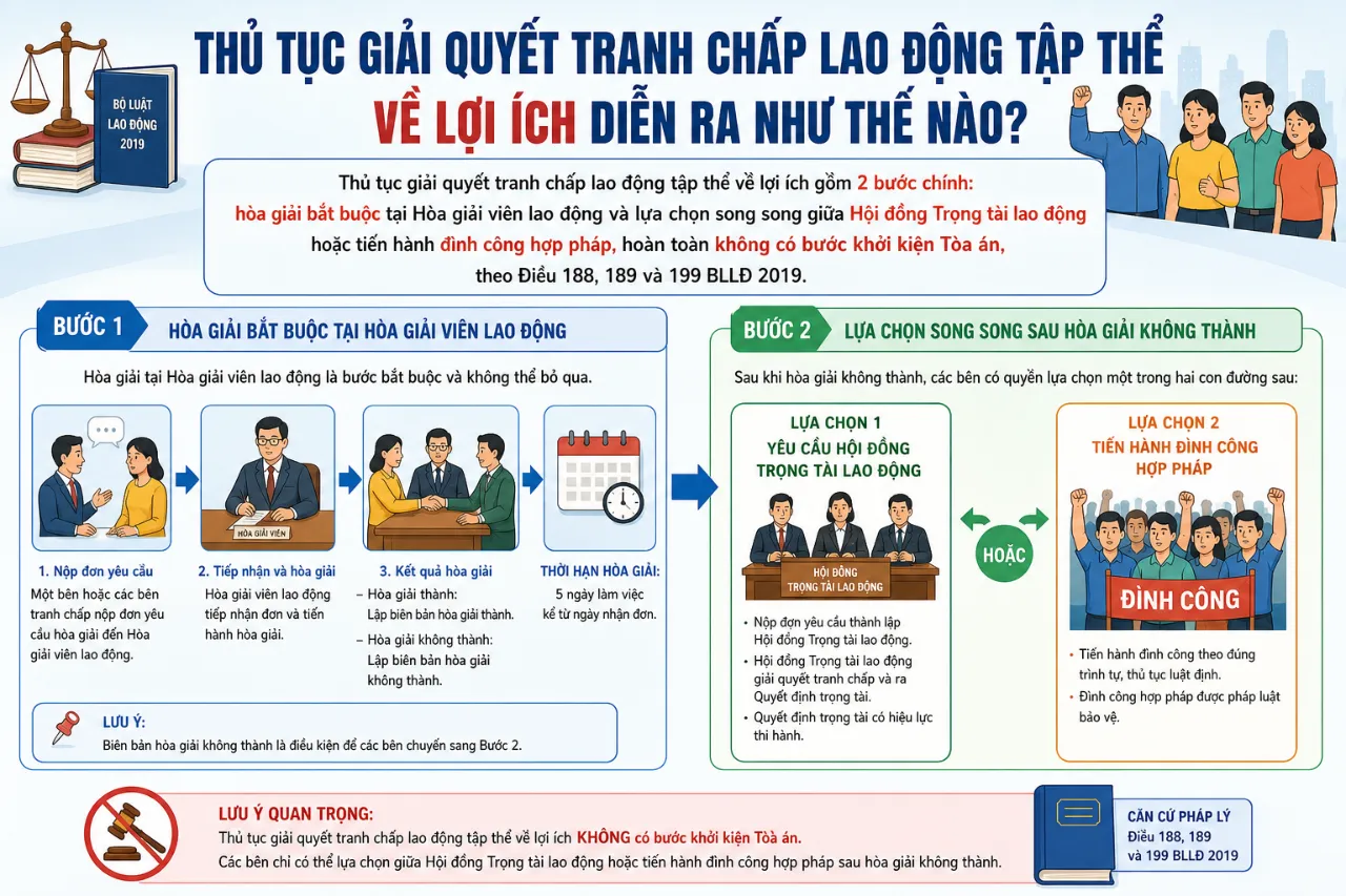 Thủ Tục Giải Quyết Tranh Chấp Lao Động Tập Thể Về Lợi Ích Diễn Ra Như Thế Nào?