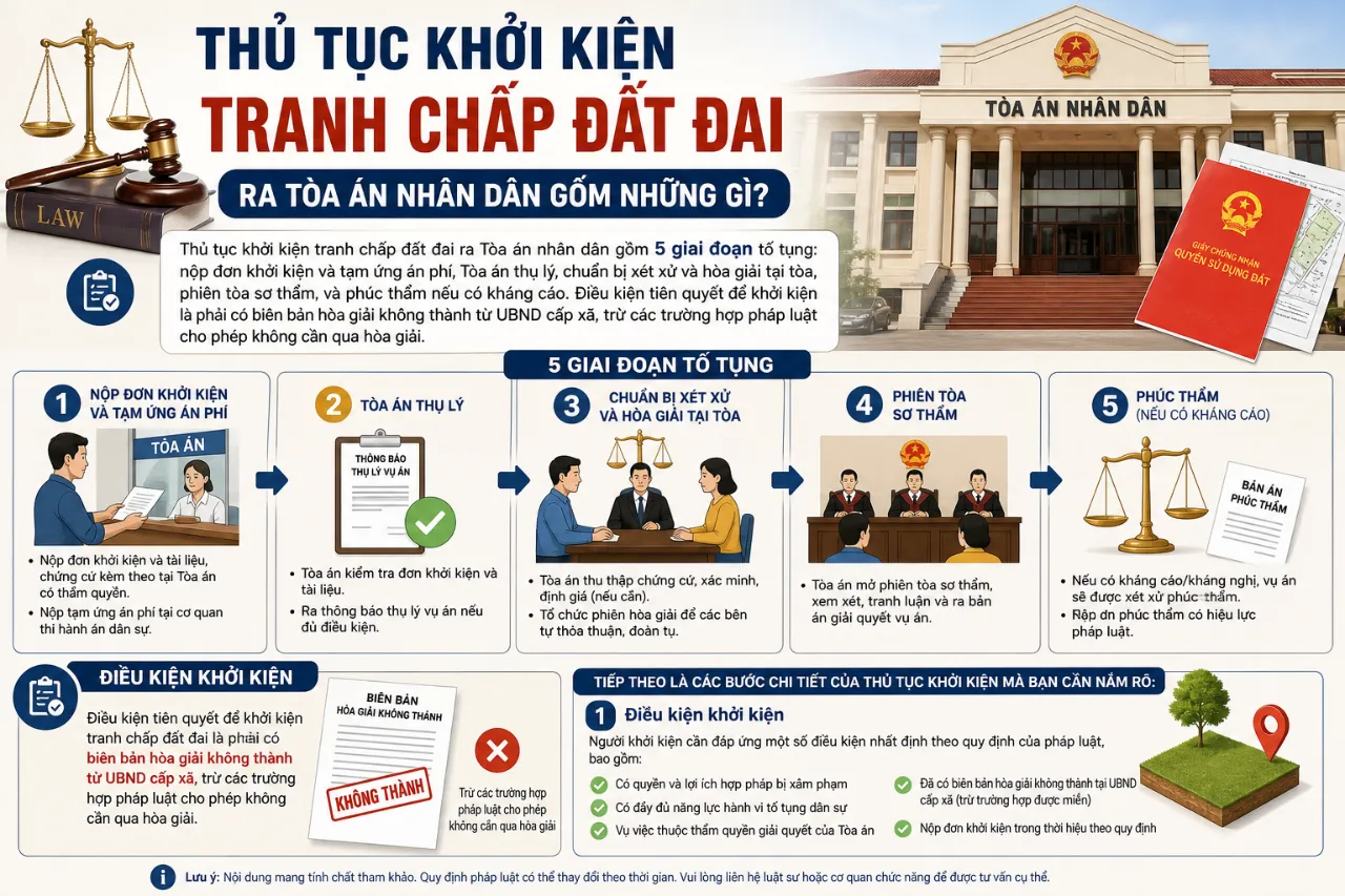 Thủ Tục Khởi Kiện Tranh Chấp Đất Đai Ra Tòa Án Nhân Dân Gồm Những Gì?