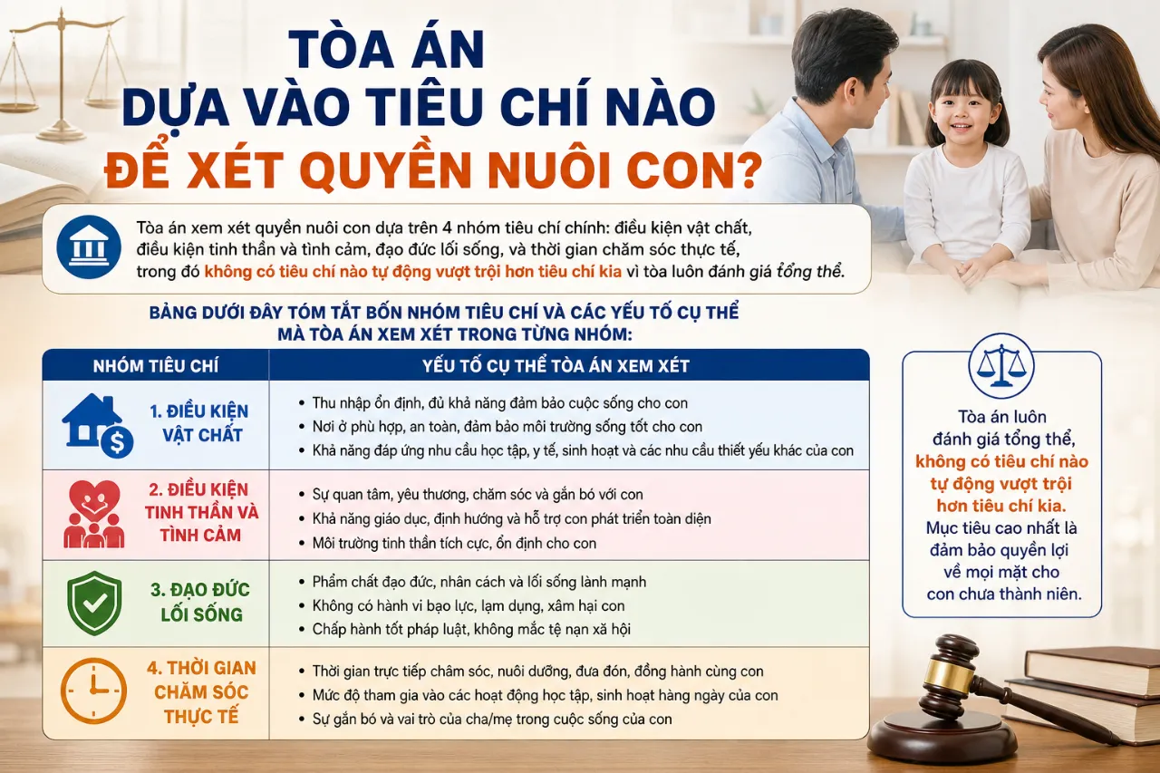 Tòa Án Dựa Vào Tiêu Chí Nào Để Xét Quyền Nuôi Con?