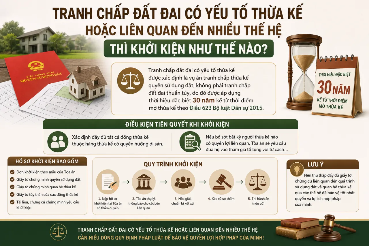 Tranh Chấp Đất Đai Có Yếu Tố Thừa Kế Hoặc Liên Quan Đến Nhiều Thế Hệ Thì Khởi Kiện Như Thế Nào?