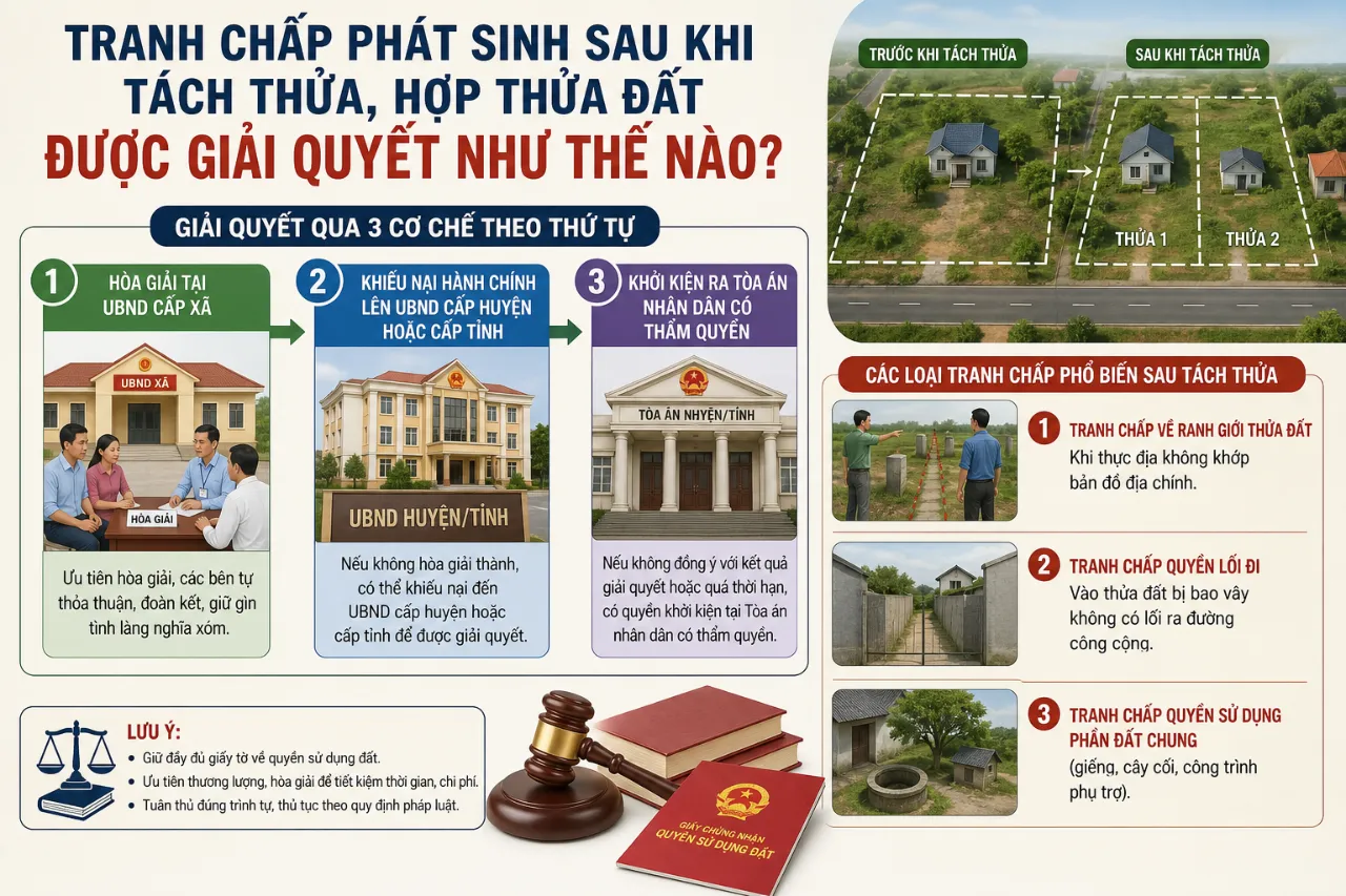 Tranh Chấp Phát Sinh Sau Khi Tách Thửa, Hợp Thửa Đất Được Giải Quyết Như Thế Nào?