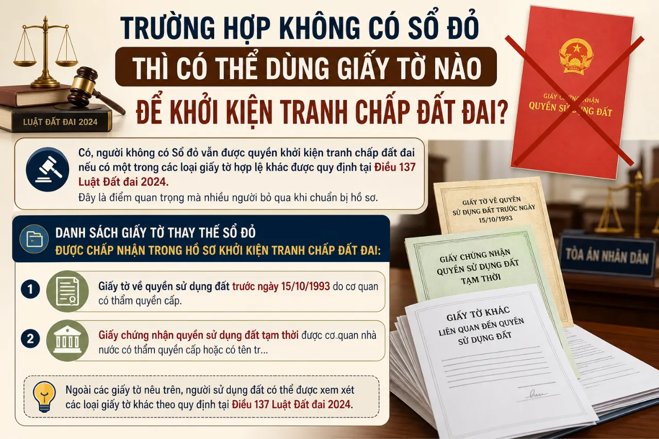 Trường Hợp Không Có Sổ Đỏ Thì Có Thể Dùng Giấy Tờ Nào Để Khởi Kiện Tranh Chấp Đất Đai?