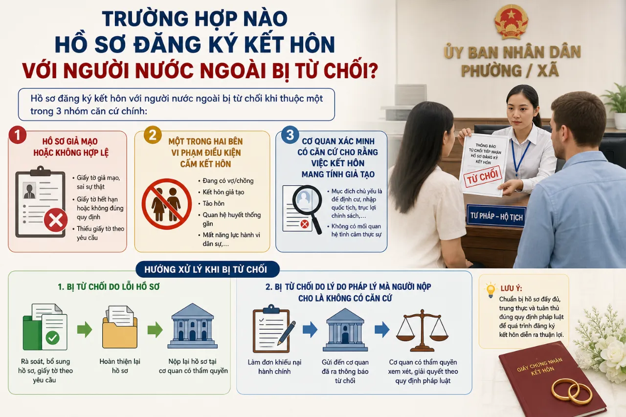 Trường Hợp Nào Hồ Sơ Đăng Ký Kết Hôn Với Người Nước Ngoài Bị Từ Chối?