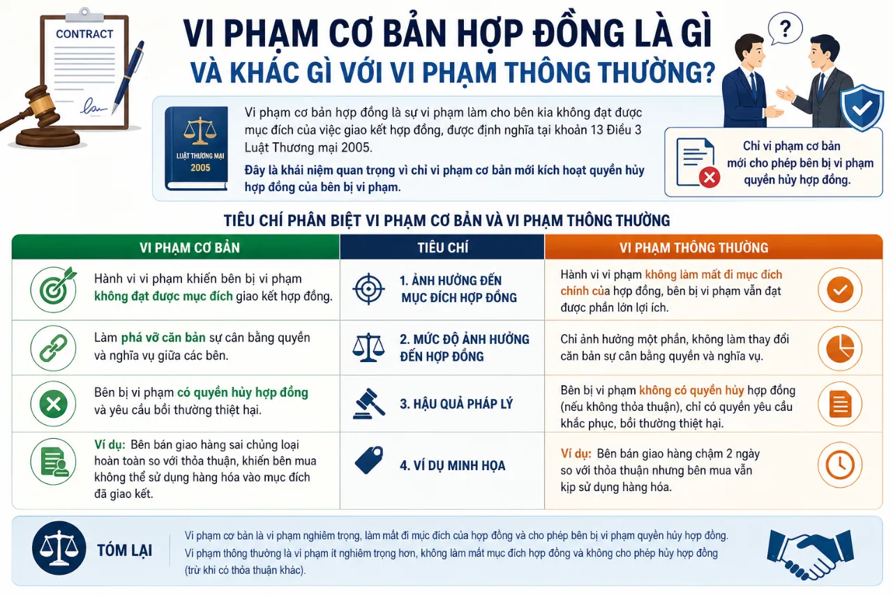Vi phạm cơ bản hợp đồng là gì và khác gì với vi phạm thông thường?